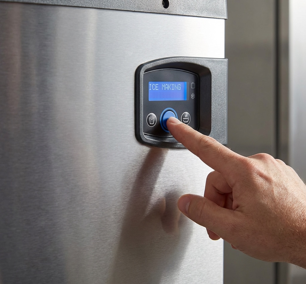 El Campo Refrigeration technician servicing an ice machine control panel